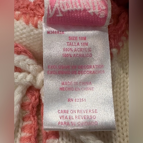 Nannette Baby Knit Poncho with rosettes & tassels/Cream, Pink, Green/Size 18 mos - Picture 4 of 6